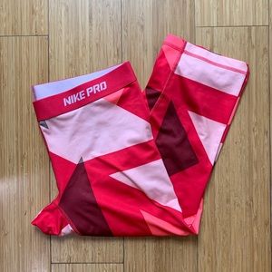 Pink Nike Pro Geometric Print Capri Leggings